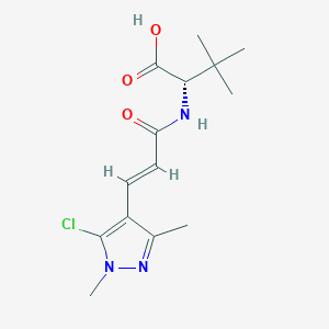 molecular formula C14H20ClN3O3 B7625891 (2S)-2-[[(E)-3-(5-chloro-1,3-dimethylpyrazol-4-yl)prop-2-enoyl]amino]-3,3-dimethylbutanoic acid 