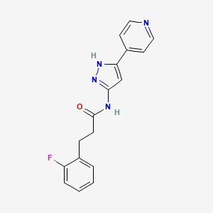 3-(2-fluorophenyl)-N-(5-pyridin-4-yl-1H-pyrazol-3-yl)propanamide