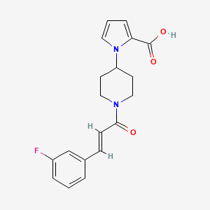 molecular formula C19H19FN2O3 B7625959 1-[1-[(E)-3-(3-fluorophenyl)prop-2-enoyl]piperidin-4-yl]pyrrole-2-carboxylic acid 