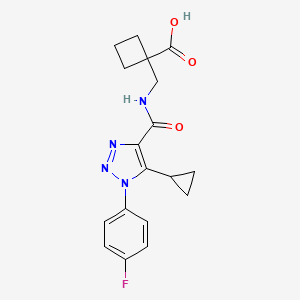 1-[[[5-Cyclopropyl-1-(4-fluorophenyl)triazole-4-carbonyl]amino]methyl]cyclobutane-1-carboxylic acid