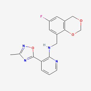 N-[(6-fluoro-4H-1,3-benzodioxin-8-yl)methyl]-3-(3-methyl-1,2,4-oxadiazol-5-yl)pyridin-2-amine