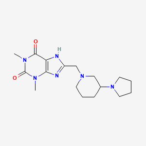 1,3-dimethyl-8-[(3-pyrrolidin-1-ylpiperidin-1-yl)methyl]-7H-purine-2,6-dione