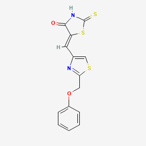 molecular formula C14H10N2O2S3 B7626065 (5Z)-5-[[2-(phenoxymethyl)-1,3-thiazol-4-yl]methylidene]-2-sulfanylidene-1,3-thiazolidin-4-one 