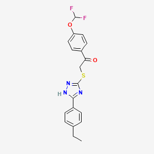 molecular formula C19H17F2N3O2S B7626073 1-[4-(difluoromethoxy)phenyl]-2-[[5-(4-ethylphenyl)-1H-1,2,4-triazol-3-yl]sulfanyl]ethanone 