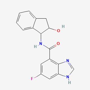 molecular formula C17H14FN3O2 B7626089 6-fluoro-N-(2-hydroxy-2,3-dihydro-1H-inden-1-yl)-1H-benzimidazole-4-carboxamide 