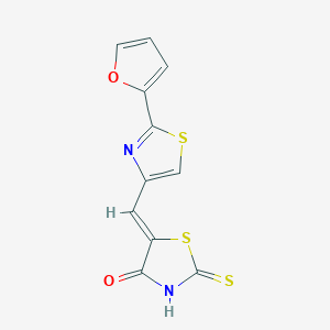 molecular formula C11H6N2O2S3 B7626093 (5Z)-5-[[2-(furan-2-yl)-1,3-thiazol-4-yl]methylidene]-2-sulfanylidene-1,3-thiazolidin-4-one 