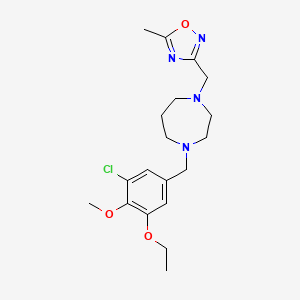 molecular formula C19H27ClN4O3 B7626104 3-[[4-[(3-Chloro-5-ethoxy-4-methoxyphenyl)methyl]-1,4-diazepan-1-yl]methyl]-5-methyl-1,2,4-oxadiazole 