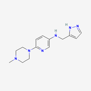 molecular formula C14H20N6 B7626117 6-(4-methylpiperazin-1-yl)-N-(1H-pyrazol-5-ylmethyl)pyridin-3-amine 