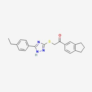 molecular formula C21H21N3OS B7626131 1-(2,3-dihydro-1H-inden-5-yl)-2-[[5-(4-ethylphenyl)-1H-1,2,4-triazol-3-yl]sulfanyl]ethanone 