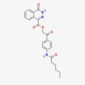 molecular formula C23H23N3O5 B7626221 [2-[4-(hexanoylamino)phenyl]-2-oxoethyl] 4-oxo-3H-phthalazine-1-carboxylate 