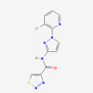 molecular formula C11H7ClN6OS B7626272 N-[1-(3-chloropyridin-2-yl)pyrazol-3-yl]thiadiazole-4-carboxamide 