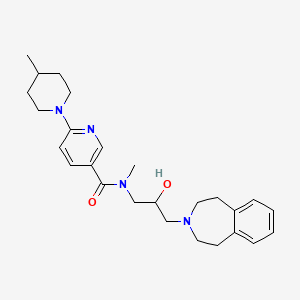 molecular formula C26H36N4O2 B7626285 N-[2-hydroxy-3-(1,2,4,5-tetrahydro-3-benzazepin-3-yl)propyl]-N-methyl-6-(4-methylpiperidin-1-yl)pyridine-3-carboxamide 