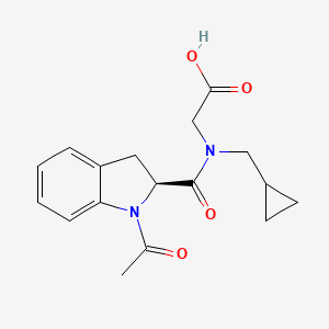 molecular formula C17H20N2O4 B7626330 2-[[(2S)-1-acetyl-2,3-dihydroindole-2-carbonyl]-(cyclopropylmethyl)amino]acetic acid 