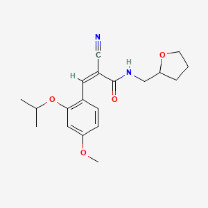 molecular formula C19H24N2O4 B7626382 2-cyano-3-[4-methoxy-2-(propan-2-yloxy)phenyl]-N-[(oxolan-2-yl)methyl]prop-2-enamide 