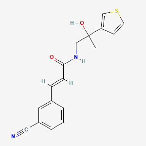 (E)-3-(3-cyanophenyl)-N-(2-hydroxy-2-thiophen-3-ylpropyl)prop-2-enamide