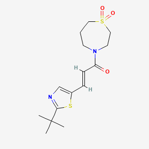 molecular formula C15H22N2O3S2 B7626461 (E)-3-(2-tert-butyl-1,3-thiazol-5-yl)-1-(1,1-dioxo-1,4-thiazepan-4-yl)prop-2-en-1-one 