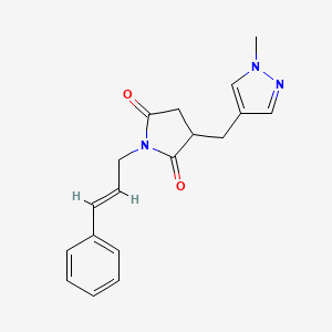 molecular formula C18H19N3O2 B7626466 3-[(1-methylpyrazol-4-yl)methyl]-1-[(E)-3-phenylprop-2-enyl]pyrrolidine-2,5-dione 