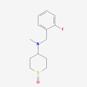 molecular formula C13H18FNOS B7626487 N-[(2-fluorophenyl)methyl]-N-methyl-1-oxothian-4-amine 