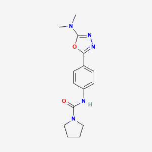 molecular formula C15H19N5O2 B7626642 N-[4-[5-(dimethylamino)-1,3,4-oxadiazol-2-yl]phenyl]pyrrolidine-1-carboxamide 