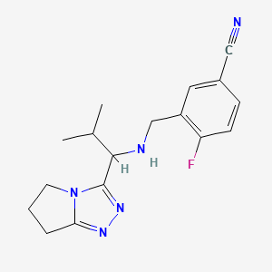 molecular formula C17H20FN5 B7626743 3-[[[1-(6,7-dihydro-5H-pyrrolo[2,1-c][1,2,4]triazol-3-yl)-2-methylpropyl]amino]methyl]-4-fluorobenzonitrile 