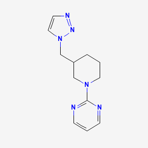 molecular formula C12H16N6 B7626753 2-[3-(Triazol-1-ylmethyl)piperidin-1-yl]pyrimidine 