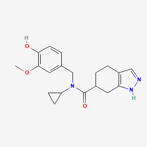 molecular formula C19H23N3O3 B7626792 N-cyclopropyl-N-[(4-hydroxy-3-methoxyphenyl)methyl]-4,5,6,7-tetrahydro-1H-indazole-6-carboxamide 