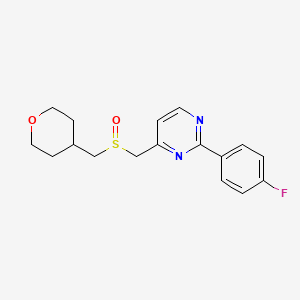 2-(4-Fluorophenyl)-4-(oxan-4-ylmethylsulfinylmethyl)pyrimidine