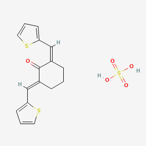 molecular formula C16H16O5S3 B7626811 (2E,6Z)-2,6-bis(thiophen-2-ylmethylidene)cyclohexan-1-one;sulfuric acid 