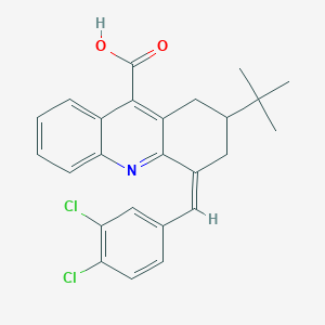 molecular formula C25H23Cl2NO2 B7626839 (4Z)-2-tert-butyl-4-[(3,4-dichlorophenyl)methylidene]-2,3-dihydro-1H-acridine-9-carboxylic acid 