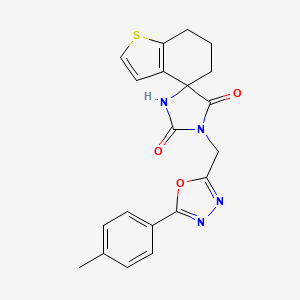 3'-[[5-(4-methylphenyl)-1,3,4-oxadiazol-2-yl]methyl]spiro[6,7-dihydro-5H-1-benzothiophene-4,5'-imidazolidine]-2',4'-dione