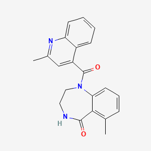 molecular formula C21H19N3O2 B7626885 6-methyl-1-(2-methylquinoline-4-carbonyl)-3,4-dihydro-2H-1,4-benzodiazepin-5-one 