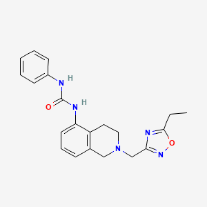 molecular formula C21H23N5O2 B7626891 1-[2-[(5-ethyl-1,2,4-oxadiazol-3-yl)methyl]-3,4-dihydro-1H-isoquinolin-5-yl]-3-phenylurea 