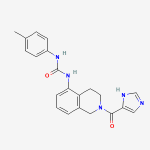 molecular formula C21H21N5O2 B7626907 1-[2-(1H-imidazole-5-carbonyl)-3,4-dihydro-1H-isoquinolin-5-yl]-3-(4-methylphenyl)urea 