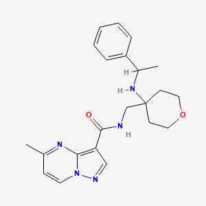 molecular formula C22H27N5O2 B7626962 5-methyl-N-[[4-(1-phenylethylamino)oxan-4-yl]methyl]pyrazolo[1,5-a]pyrimidine-3-carboxamide 