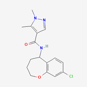 molecular formula C16H18ClN3O2 B7626996 N-(8-chloro-2,3,4,5-tetrahydro-1-benzoxepin-5-yl)-1,5-dimethylpyrazole-4-carboxamide 