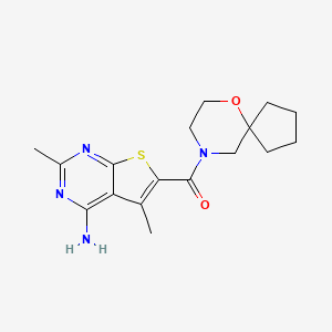 molecular formula C17H22N4O2S B7627026 (4-Amino-2,5-dimethylthieno[2,3-d]pyrimidin-6-yl)-(6-oxa-9-azaspiro[4.5]decan-9-yl)methanone 