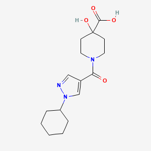 1-(1-Cyclohexylpyrazole-4-carbonyl)-4-hydroxypiperidine-4-carboxylic acid