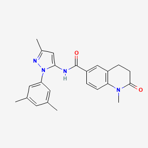 molecular formula C23H24N4O2 B7627071 N-[2-(3,5-dimethylphenyl)-5-methylpyrazol-3-yl]-1-methyl-2-oxo-3,4-dihydroquinoline-6-carboxamide 