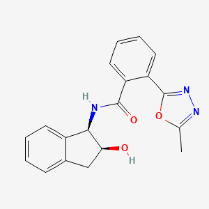 N-[(1R,2S)-2-hydroxy-2,3-dihydro-1H-inden-1-yl]-2-(5-methyl-1,3,4-oxadiazol-2-yl)benzamide