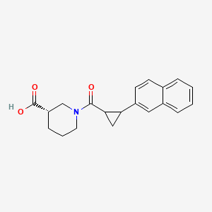 molecular formula C20H21NO3 B7627116 (3S)-1-(2-naphthalen-2-ylcyclopropanecarbonyl)piperidine-3-carboxylic acid 