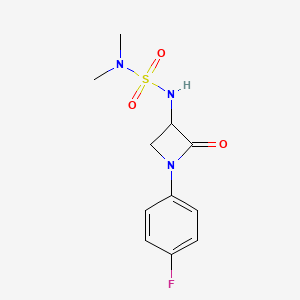 molecular formula C11H14FN3O3S B7627128 3-(Dimethylsulfamoylamino)-1-(4-fluorophenyl)-2-oxoazetidine 