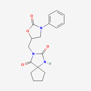 3-[(2-Oxo-3-phenyl-1,3-oxazolidin-5-yl)methyl]-1,3-diazaspiro[4.4]nonane-2,4-dione