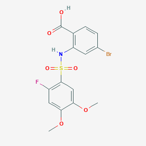 molecular formula C15H13BrFNO6S B7627203 4-Bromo-2-[(2-fluoro-4,5-dimethoxyphenyl)sulfonylamino]benzoic acid 