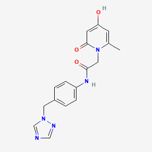 molecular formula C17H17N5O3 B7627226 2-(4-hydroxy-6-methyl-2-oxopyridin-1(2H)-yl)-N-[4-(1H-1,2,4-triazol-1-ylmethyl)phenyl]acetamide 