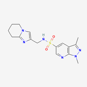 molecular formula C16H20N6O2S B7627244 1,3-dimethyl-N-(5,6,7,8-tetrahydroimidazo[1,2-a]pyridin-2-ylmethyl)pyrazolo[3,4-b]pyridine-5-sulfonamide 