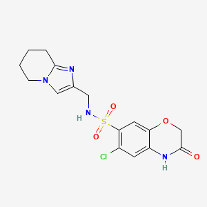 molecular formula C16H17ClN4O4S B7627270 6-chloro-3-oxo-N-(5,6,7,8-tetrahydroimidazo[1,2-a]pyridin-2-ylmethyl)-4H-1,4-benzoxazine-7-sulfonamide 