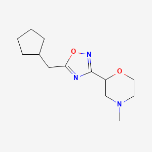 molecular formula C13H21N3O2 B7627286 2-[5-(Cyclopentylmethyl)-1,2,4-oxadiazol-3-yl]-4-methylmorpholine 