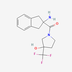 molecular formula C15H17F3N2O2 B7627355 (2-Amino-1,3-dihydroinden-2-yl)-[3-hydroxy-3-(trifluoromethyl)pyrrolidin-1-yl]methanone 