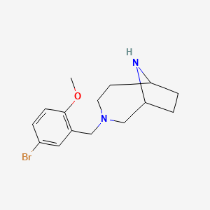 molecular formula C15H21BrN2O B7627371 3-[(5-Bromo-2-methoxyphenyl)methyl]-3,9-diazabicyclo[4.2.1]nonane 