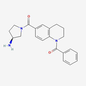molecular formula C21H23N3O2 B7627379 [6-[(3S)-3-aminopyrrolidine-1-carbonyl]-3,4-dihydro-2H-quinolin-1-yl]-phenylmethanone 